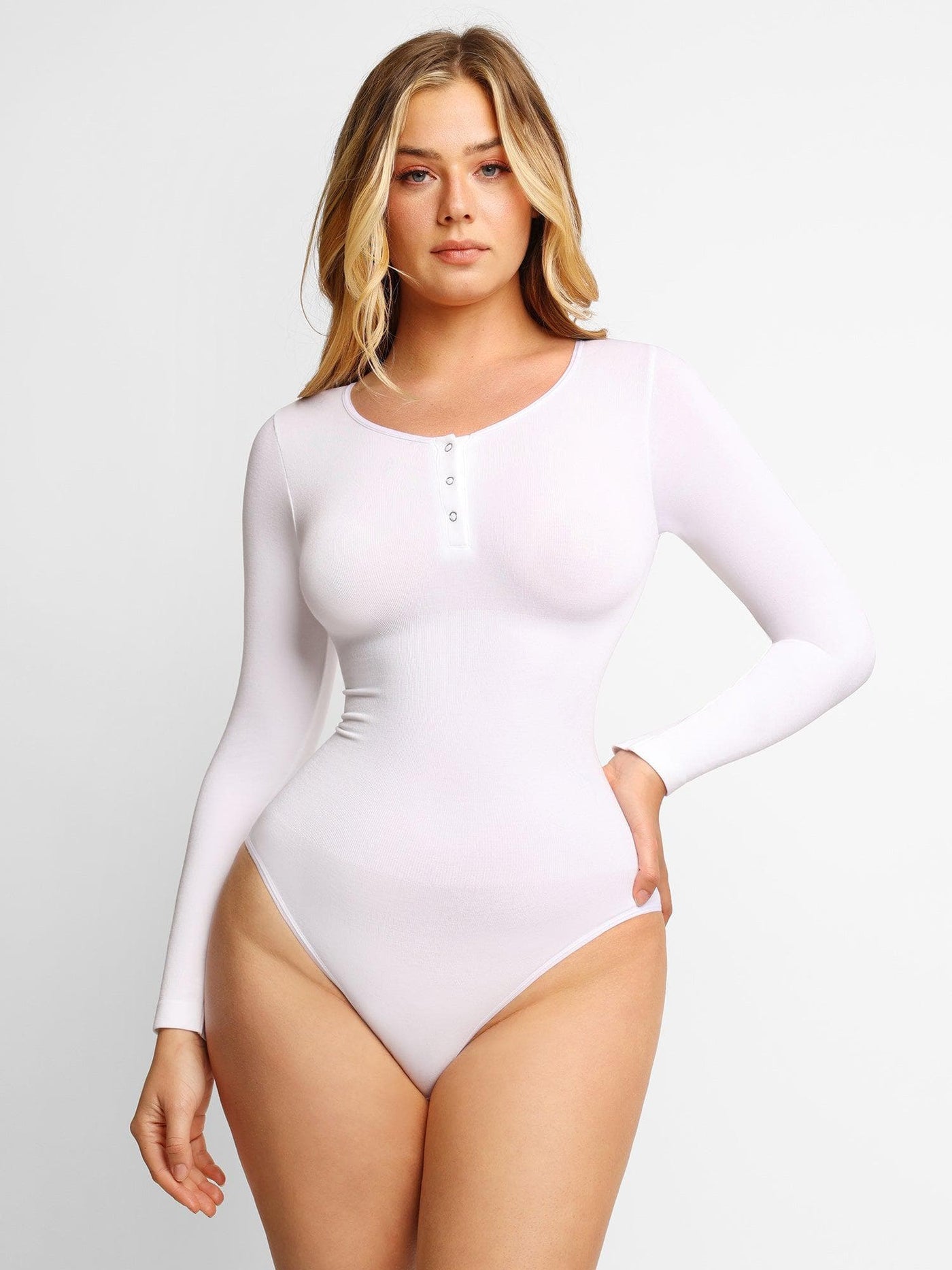 Shapewear Bodysuit sans couture en modal à manches longues Henley